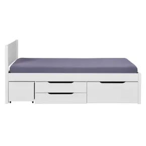 Letto Matrimoniale 180x200 cm in Pino Bianco con Cassetti Comodini 2