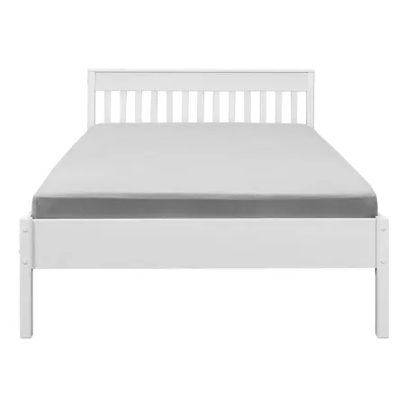 Letto alla Francese 140x200 cm in Pino Massello Bianco con Testiera