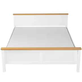 Letto Matrimoniale 180x200 cm Pino Massello Bianco Rovere con Testiera 2