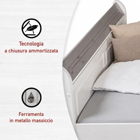 Letto Matrimoniale 180x200 cm Legno Bianco Grigio Cenere con Cassetto