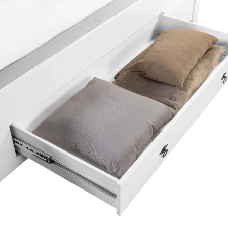 Letto alla Francese 140x200 Pino Massello Bianco Rovere con Cassetto