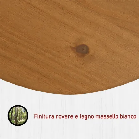 Letto alla Francese 180x200 Pino Massello Bianco Rovere con Cassetto