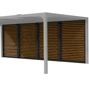 3 Veneziane in Alluminio Effetto Legno Pergola Bioclimatica Lato 3,6 m