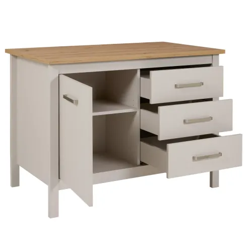 Tavolo Bar da Cucina Beige Rovere Isola con Anta Cassetti Soft-Close