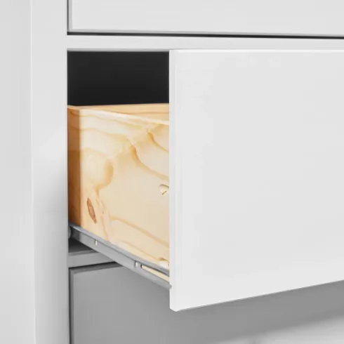 Credenza da Cucina Cassettiera 8 Cassetti in Legno Bianco Moderna