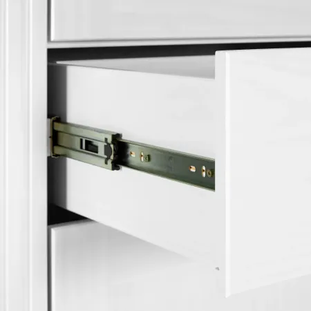 Credenza da Cucina in Legno Massello Bianco Rovere 2 Ante 3 Cassetti