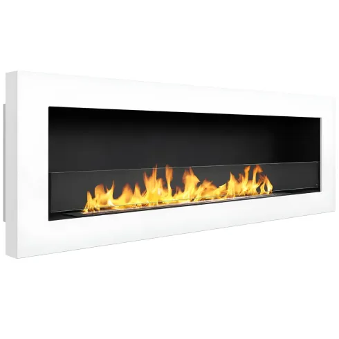 Camino a Bioetanolo a Parete da Incasso 120x15x40 cm Bianco 3 kW