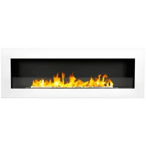 Camino a Bioetanolo a Parete da Incasso 120x15x40 cm Bianco 3 kW