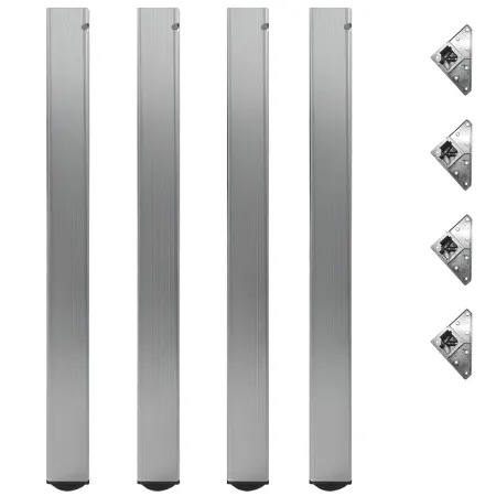 Tavolo da Pranzo Quadrato 80x80 cm Bianco Gambe Alluminio Regolabili