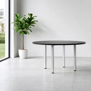 Tavolo Rotondo da Pranzo 90x90 cm Antracite Satinato Gambe Regolabili 2
