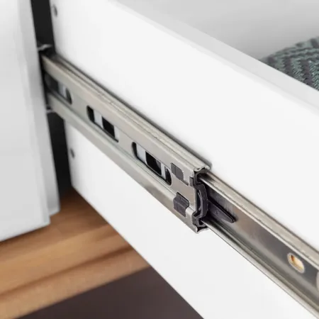 Credenza Vetrina con Ante Cassetti Ripiani in Legno Bianco Rovere