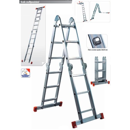 Facal Scala Multifunzione Alluminio Pieghevole Ponteggio a Libretto Telescopica
