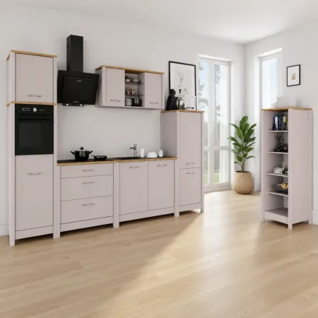 Mobile Scaffale Cucina Aperto con 4 Ripiani Regolabili Beige Rovere