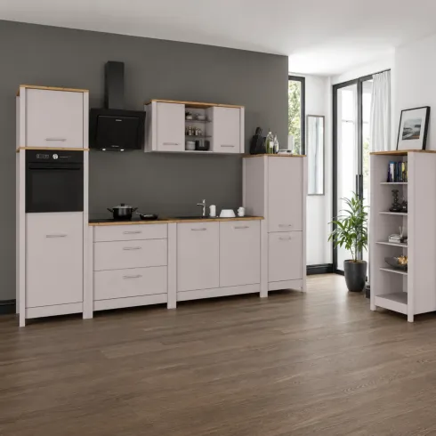 Mobile Scaffale Cucina Aperto con 4 Ripiani Regolabili Beige Rovere