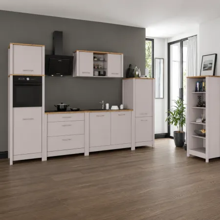 Mobile Scaffale Cucina Aperto con 4 Ripiani Regolabili Beige Rovere