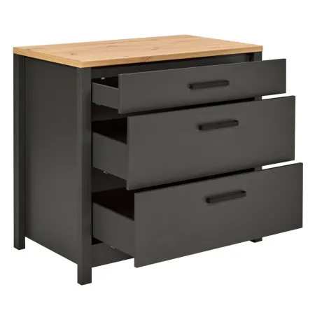 Mobile Base per Cucina Piano Cottura con 3 Cassetti Antracite Rovere
