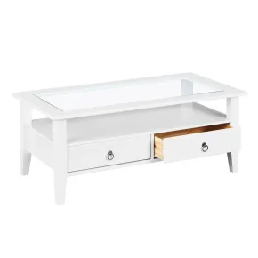 Tavolino in Vetro da Caffe 115x60 Bianco Tavolo Legno Divano da Soggiorno Divano | BricoShop24 2
