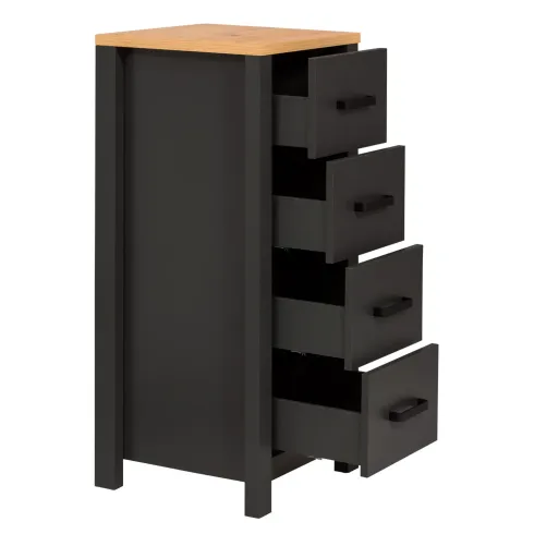 Mobile Bagno Cassettiera 4 Cassetti Salvaspazio Antracite Rovere