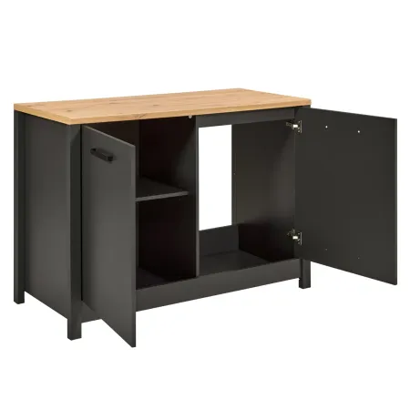 Mobile Cucina con Pensile Sottolavello Colonna Modulare Antracite Rovere