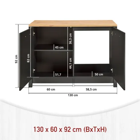 Cucina Modulare Sottolavello Mobile Pensile Colonna Antracite Rovere