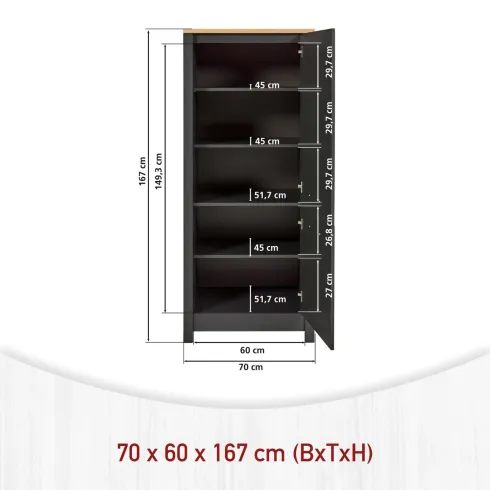 Cucina Componibile 5 Mobili Pensile Colonne Legno Antracite Rovere