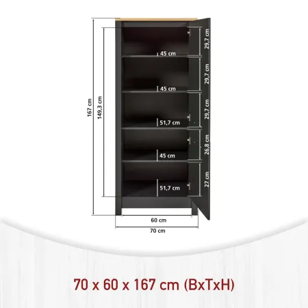Cucina Componibile in Legno Antracite Rovere 6 Mobili Pensili Colonne