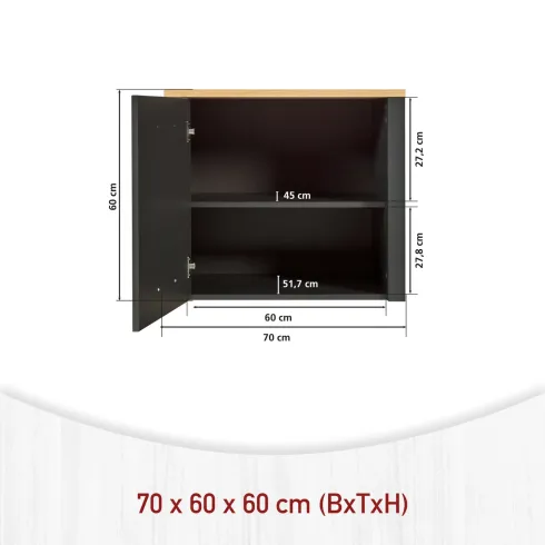 Cucina Componibile in Legno Antracite Rovere 6 Mobili Pensili Colonne