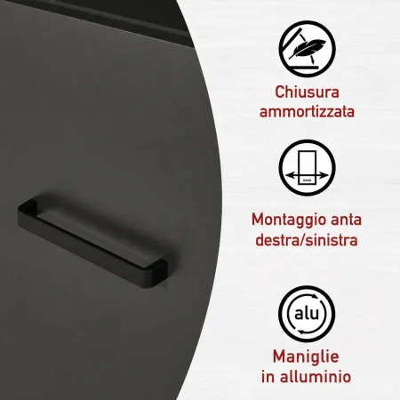 Cucina Componibile in Legno Antracite Rovere 6 Mobili Pensili Colonne