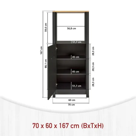 Cucina Componibile 430 cm Legno Antracite Rovere 6 Mobili Coordinati
