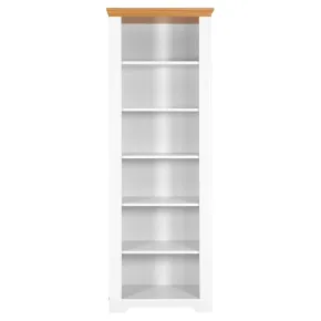 Libreria Alta 6 Ripiani Legno Massello Bianco Effetto Rovere Soggiorno 2