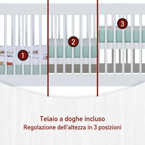 Lettino per Bambini 70x140 cm in Legno Bianco con Sponde Regolabili