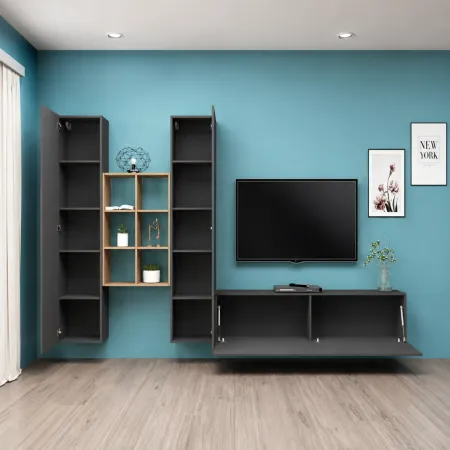 Colonne Armadio Mobile Porta TV Libreria da Soggiorno 320 cm Antracite