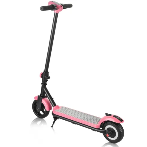 Monopattino Elettrico 24V per Bambini Rosa Pieghevole 3 Velocità LED