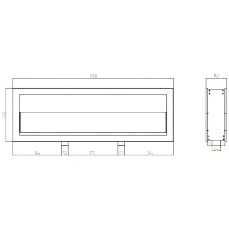 Camino Bioetanolo Bifacciale da Incasso 120x15x40 cm 3 kW Nero