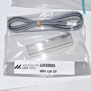 Set 3 Luci LED Ripiano in Vetro 12V 0,3W 4000K Bianco Attacco Schuko 2