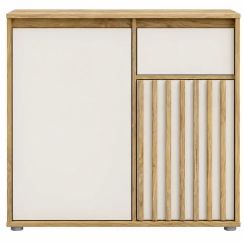 Mobile Multiuso 2 Ante Cassetto Credenza Rovere Beige Ingresso Camera