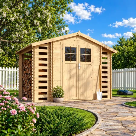 Casetta in Legno da Giardino 312x200 Porta con Serratura con Pavimento