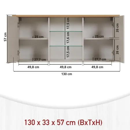 Cucina Modulare Beige Rovere 300 cm 4 Mobili Colonna Pensile