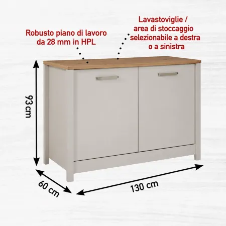 Cucina Modulare Beige Rovere 300 cm 4 Mobili Colonna Pensile