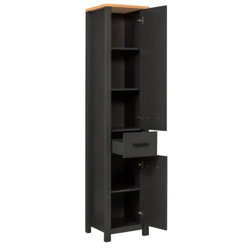 Mobili Bagno 3 Pezzi con Colonna Soft Close Antracite Rovere 197 cm
