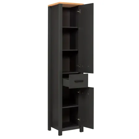 Mobili Bagno 3 Pezzi con Colonna Soft Close Antracite Rovere 197 cm