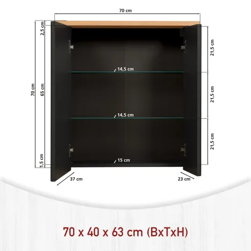 Mobili Bagno 3 Pezzi con Colonna Soft Close Antracite Rovere 197 cm