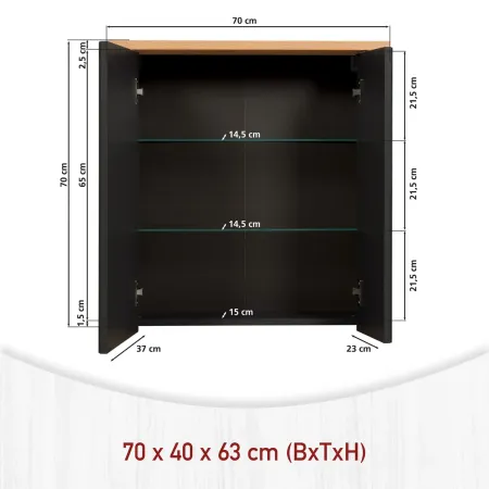 Mobili Bagno 3 Pezzi con Colonna Soft Close Antracite Rovere 197 cm