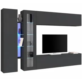 Mobile Porta TV a Parete con Vetrina Antracite Opaco 280 cm Soggiorno