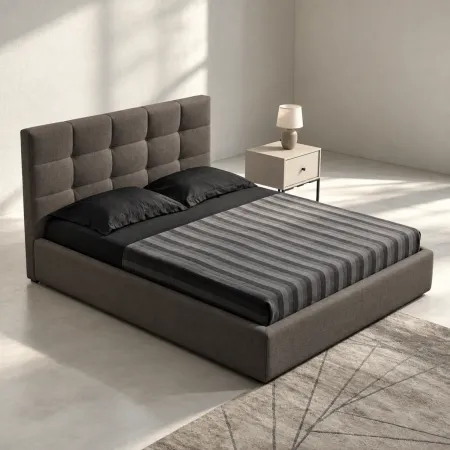 Letto Matrimoniale Struttura Contenitore Tessuto Tortora Rete 160x190