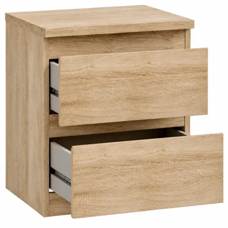Comodino Camera da Letto Rovere 2 Cassetti Salvaspazio Contenitore