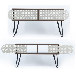 Mobile Moderno Porta TV Noce Nero Industrial da Soggiorno Basso Design in Legno 2