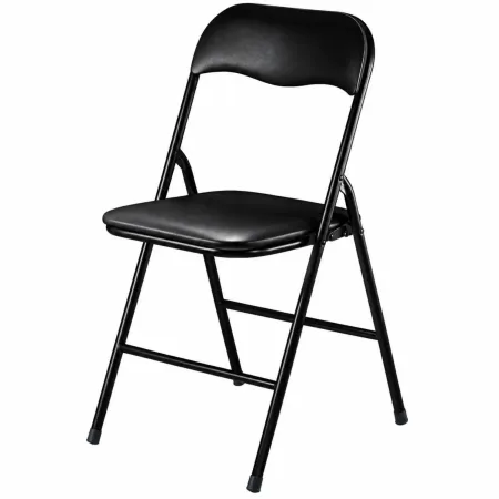 Sedia Pieghevole Nera con Seduta Imbottita in PVC Scrivania Tavolo