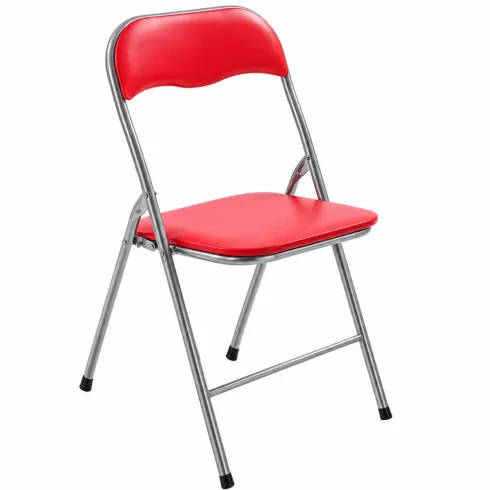 Sedia Pieghevole da Cucina Ufficio Scrivania in PVC Rosso Salvaspazio