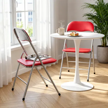 Sedia Pieghevole da Cucina Ufficio Scrivania in PVC Rosso Salvaspazio